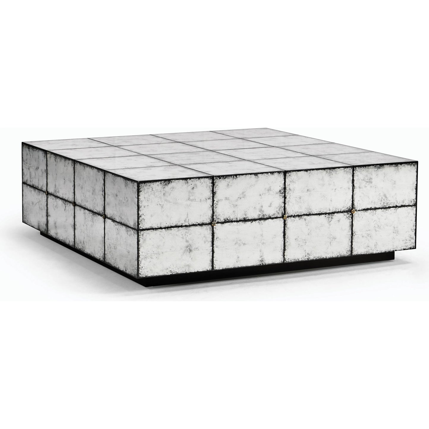 001 SI-2186355 | Primary Silo | Luna Square Cocktail Table by Jonathan Charles in silver and eglomise. Made from hardwood solids, glass, brass in a modern style.