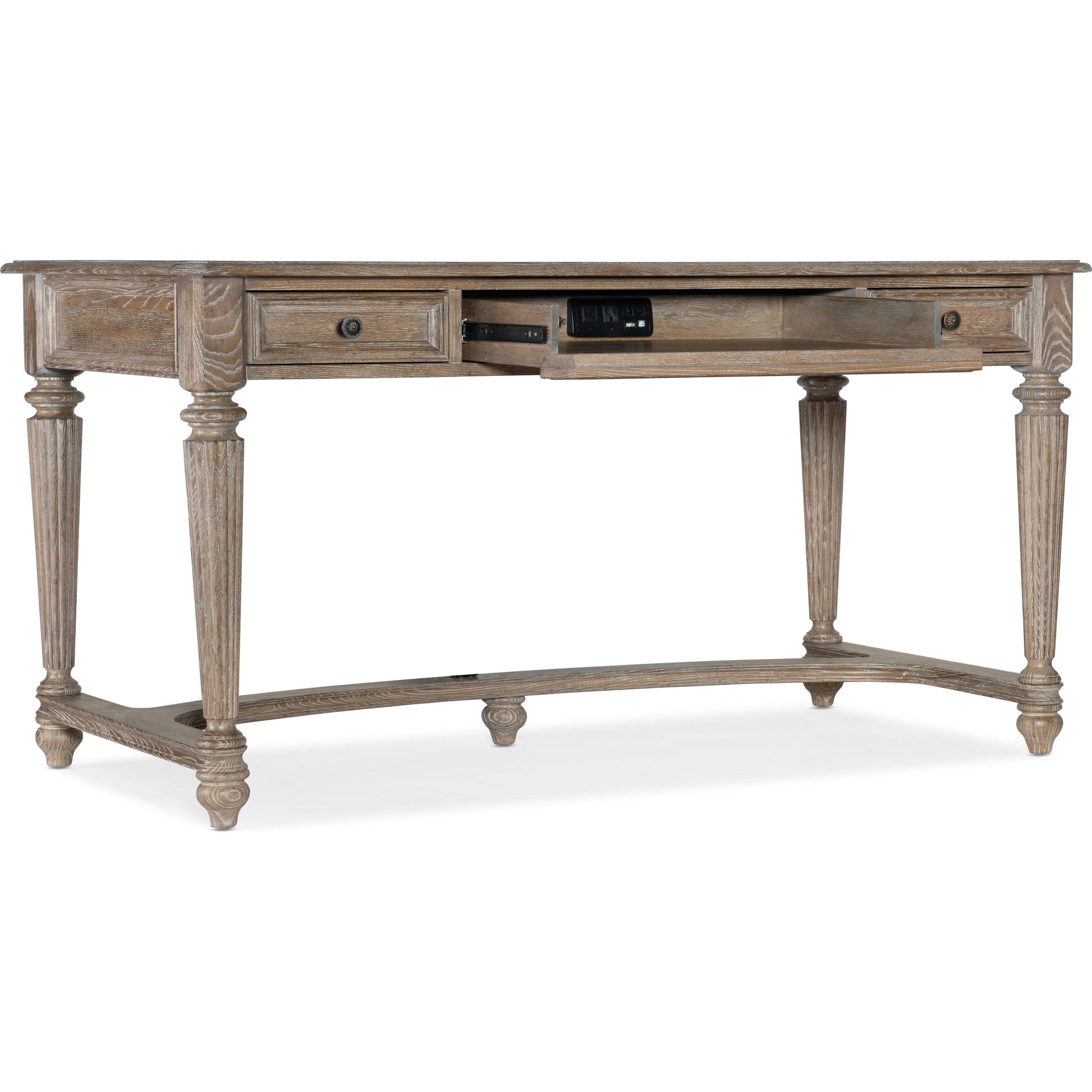 Sutter Writing Desk by Hooker Furniture in claro. Made from cathedral oak veneers in a traditional style.