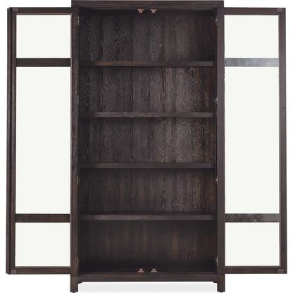 Driftwood Display Cabinet by Hooker Furniture. Made from oak solids, oak veneers, seeded glass, fabric, 100% polyester in a transitional style.