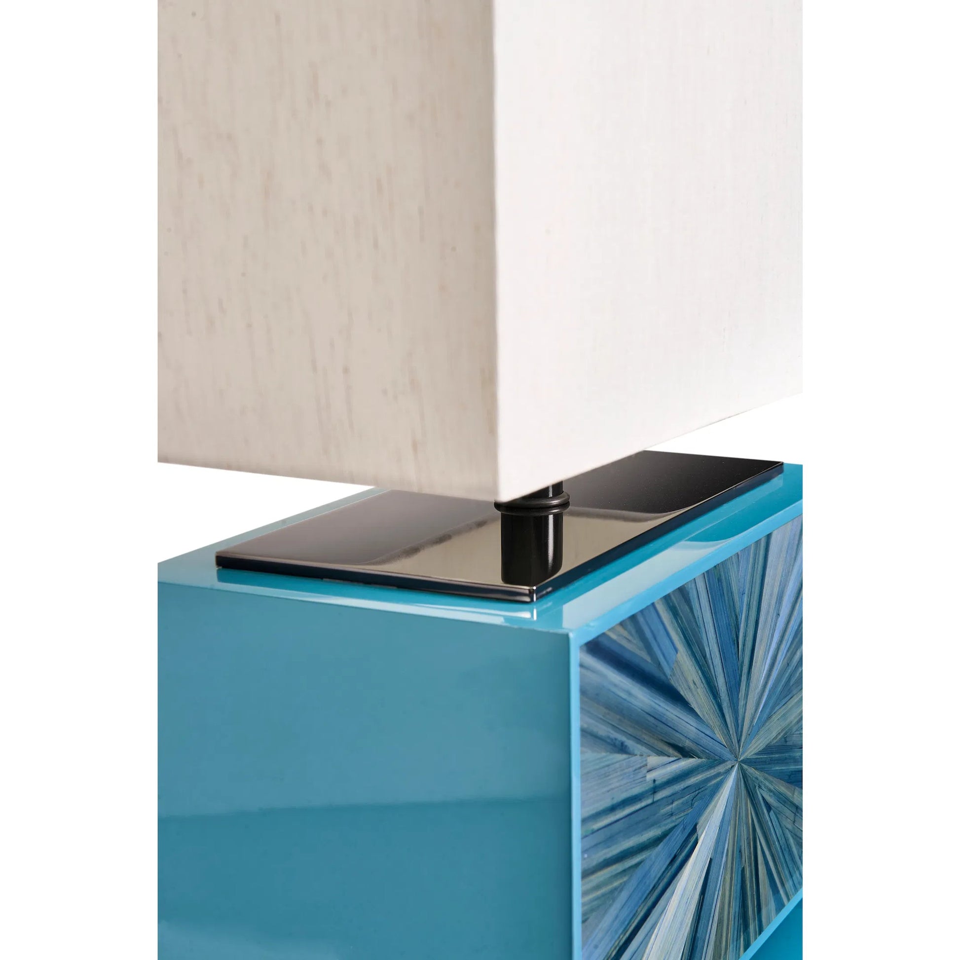 Sapphire Horizontal Table Lamp by Jonathan Charles in azure blue straw. Made from main straw in a unique style.
