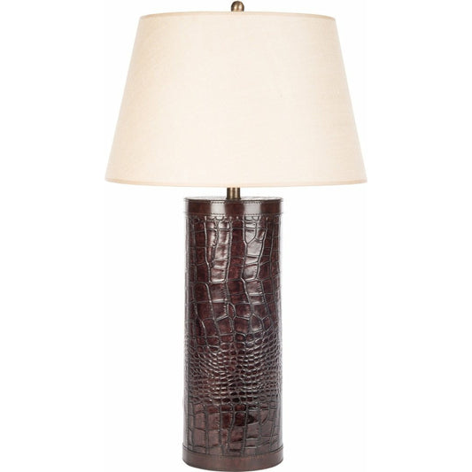 001 SI-1771122 | Primary Silo | Davidoff Lamp by Bradburn Home in dark brown. Made from linen, leather in a traditional style.