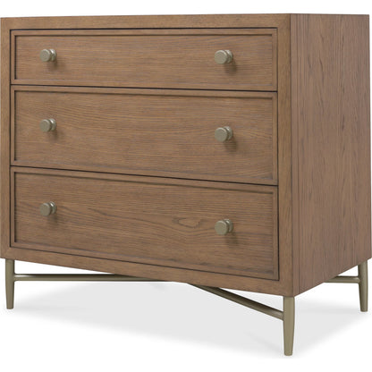 Sonnet Three-Drawer Nightstand by Hooker Furniture in medium wood and wren. Made from unique in a transitional style.