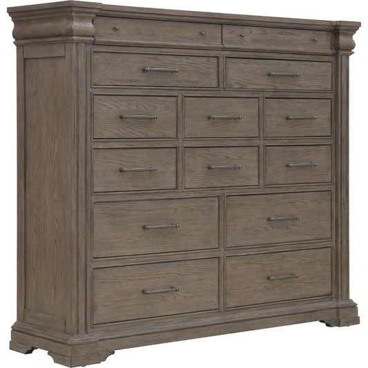 001 SI-2383583 | Primary Silo | Madison Ridge 14 Drawer Master Chest by Pulaski Furniture in natural bark. Made from flat-cut white oak wood veneers in a unique style.