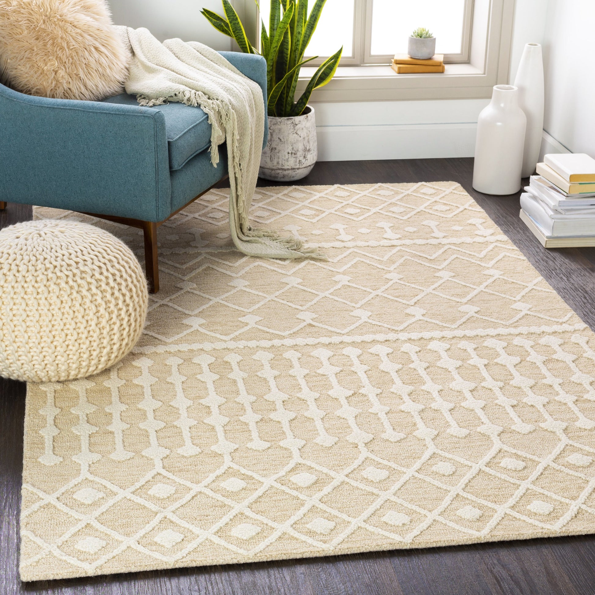 Izmir Rug - 24427 by Surya in charcoal, light gray, ivory. Made from 100% wool in a unique style.