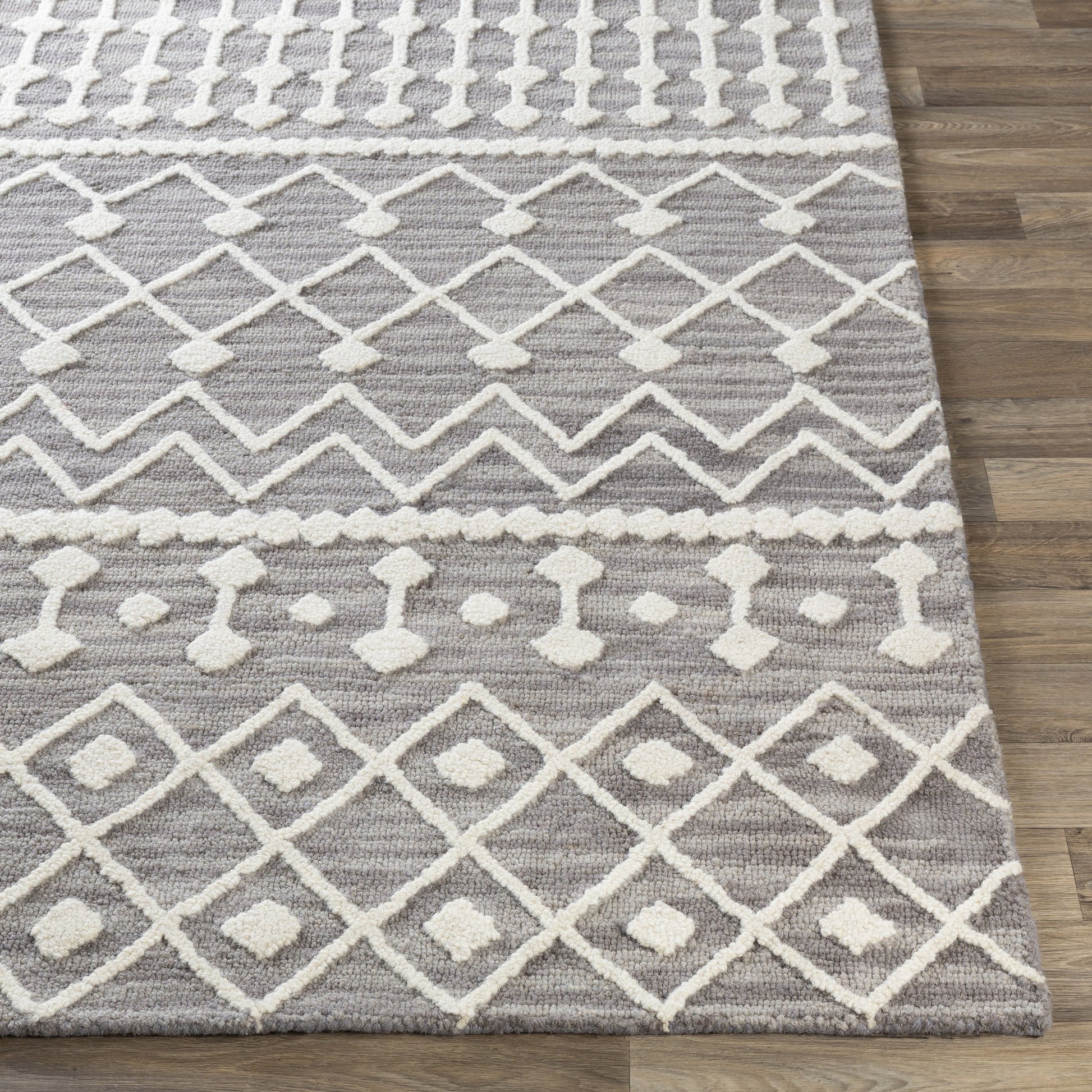 Izmir Rug - 24427 by Surya in charcoal, light gray, ivory. Made from 100% wool in a unique style.