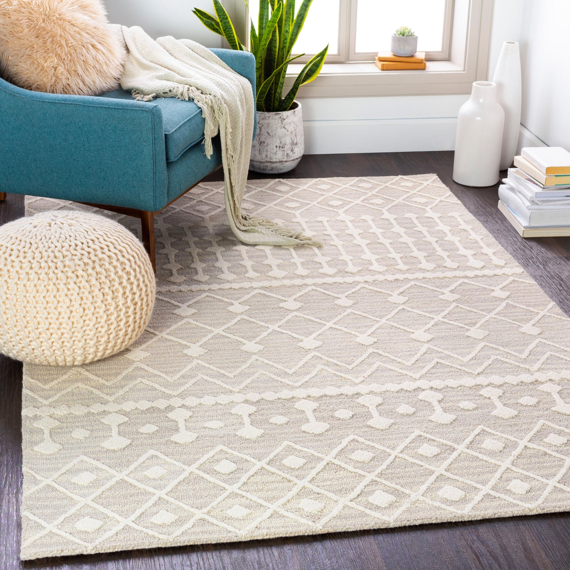 Izmir Rug - 24427 by Surya in charcoal, light gray, ivory. Made from 100% wool in a unique style.