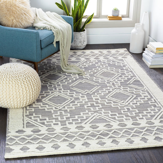 Izmir Rug - 24429 by Surya in charcoal, light gray, ivory. Made from 100% wool in a unique style.