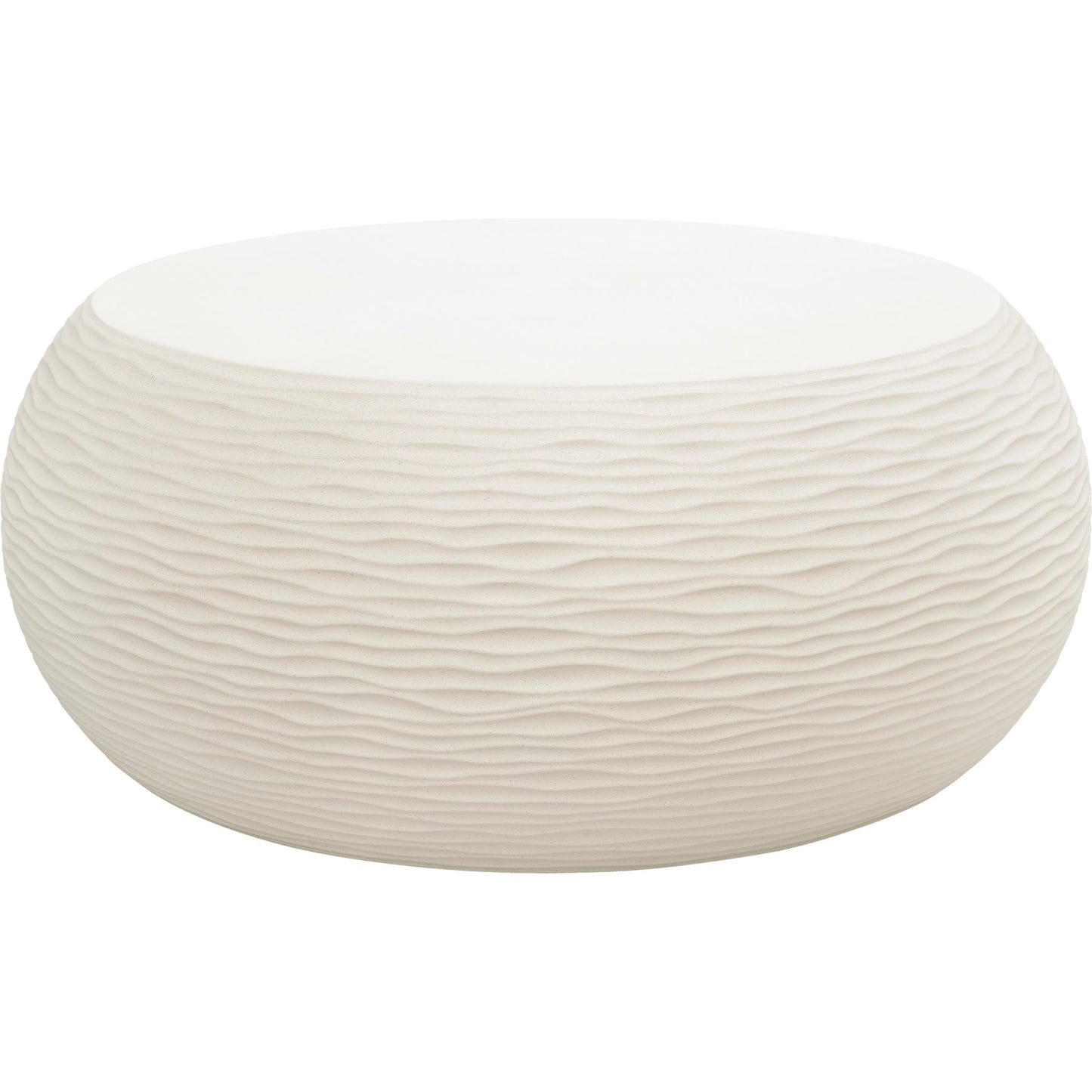 001 SI-2318691 | Primary Silo | Dune Outdoor Coffee Table by Sunset West in white/cream/beige. Made from glass fiber reinforced concrete in a modern style.