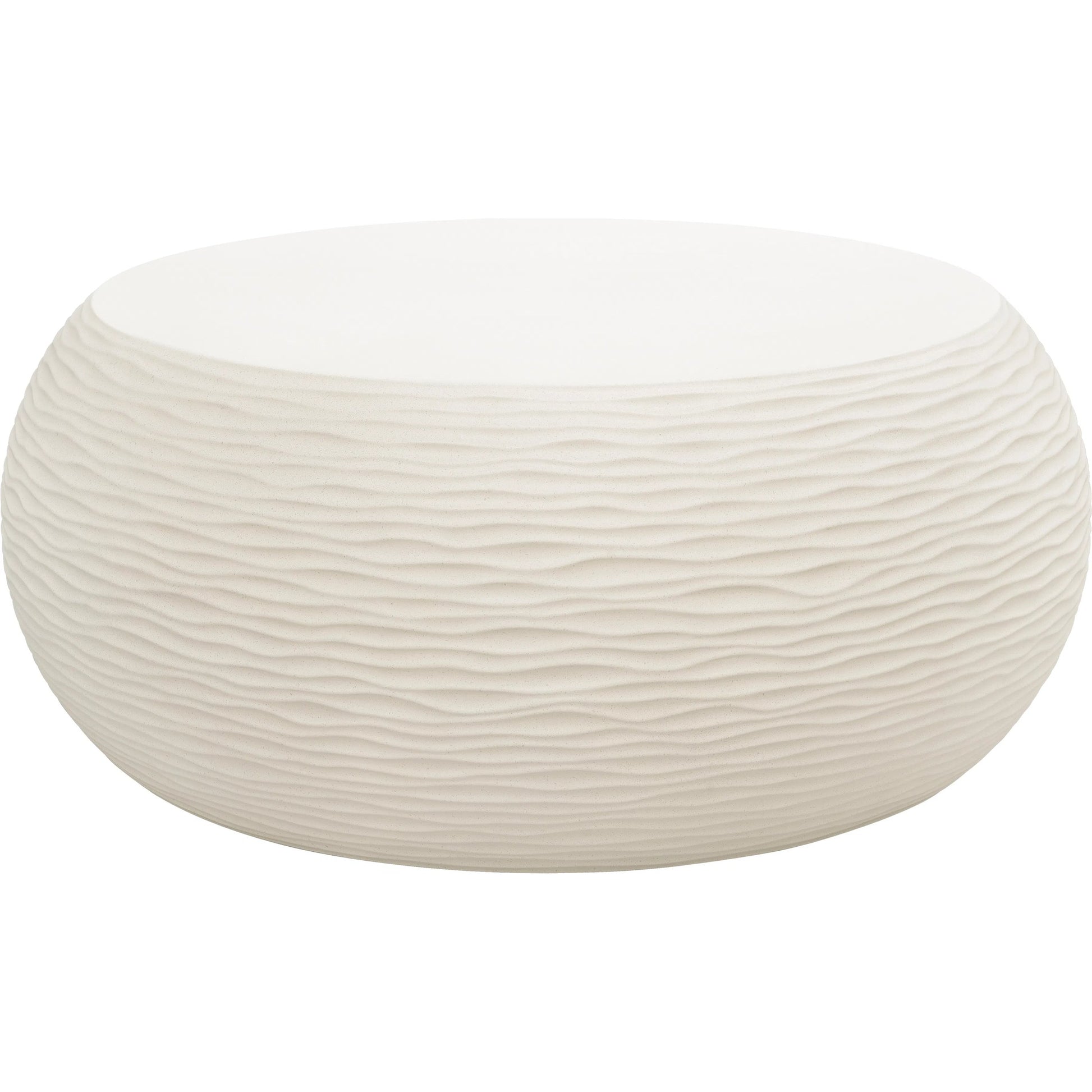 Dune Outdoor Coffee Table by Sunset West in white/cream/beige. Made from glass fiber reinforced concrete in a modern style.