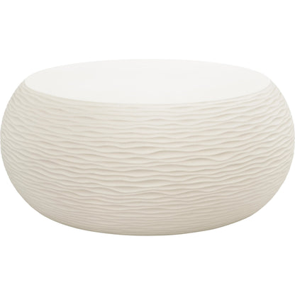 Dune Outdoor Coffee Table by Sunset West in white/cream/beige. Made from glass fiber reinforced concrete in a modern style.
