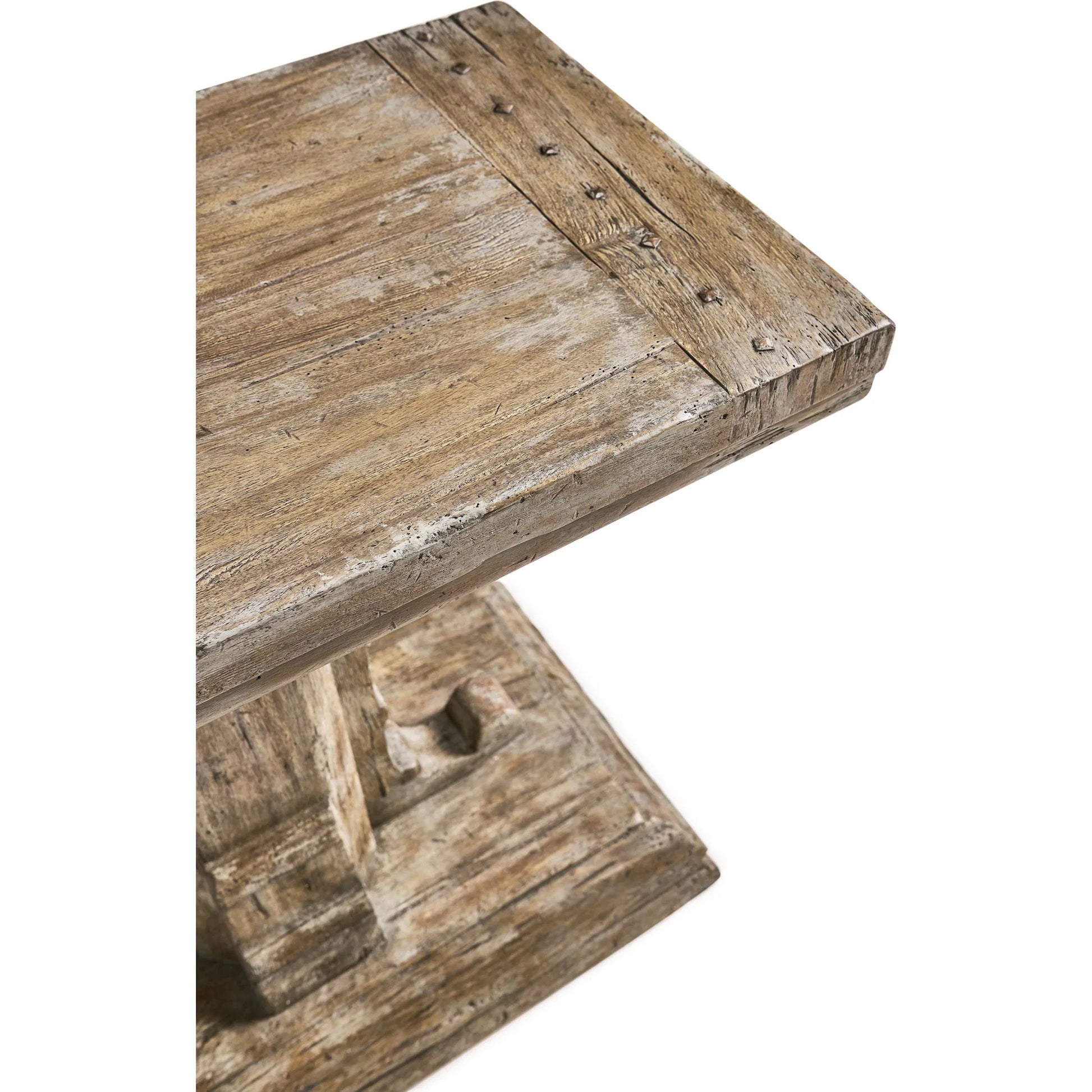 Caldera Pedestal-Base Side Table by Jonathan Charles in light spain painted walnut. Made from main acacia in a unique style.
