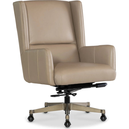Primrose Executive Swivel Tilt Chair by Hooker Furniture in salvo beige. Made from leather in a unique style.