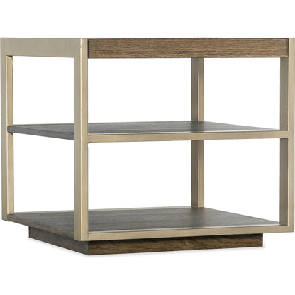Hammon Square Oak Side Table by Hooker Furniture in medium oak, champagne. Made from unique in a transitional style.