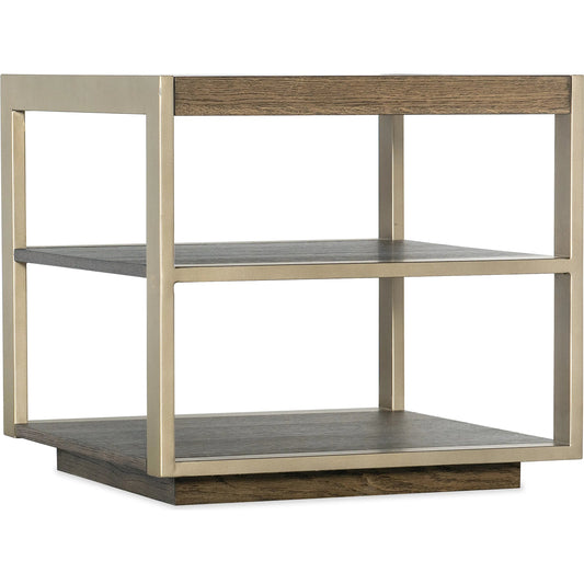 Hammon Square Oak Side Table by Hooker Furniture in medium oak, champagne. Made from unique in a unique style.