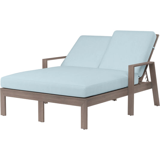 Laguna Outdoor Double Chaise Lounge by Sunset West in browns. Made from aluminum in a modern style.