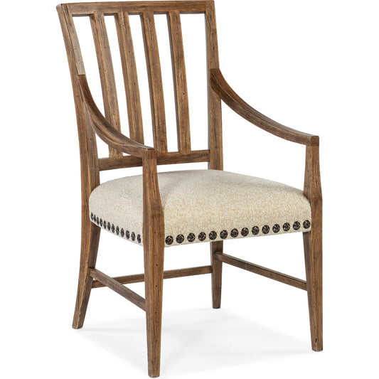 Big Sky Arm Chair (Set of 2) by Hooker Furniture in beige. Made from wood, fabric, nailheads in a transitional style.