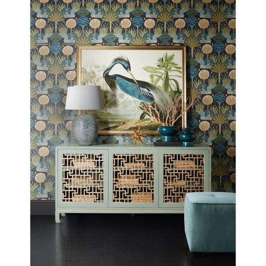 Commerce & Market Trellis Entertainment Credenza by Hooker Furniture in greens and light green, silver. Made from unique in a unique style.