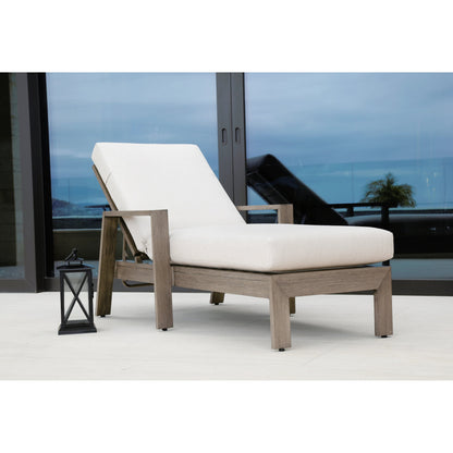 Laguna Outdoor Double Chaise Lounge by Sunset West in browns. Made from aluminum in a modern style.