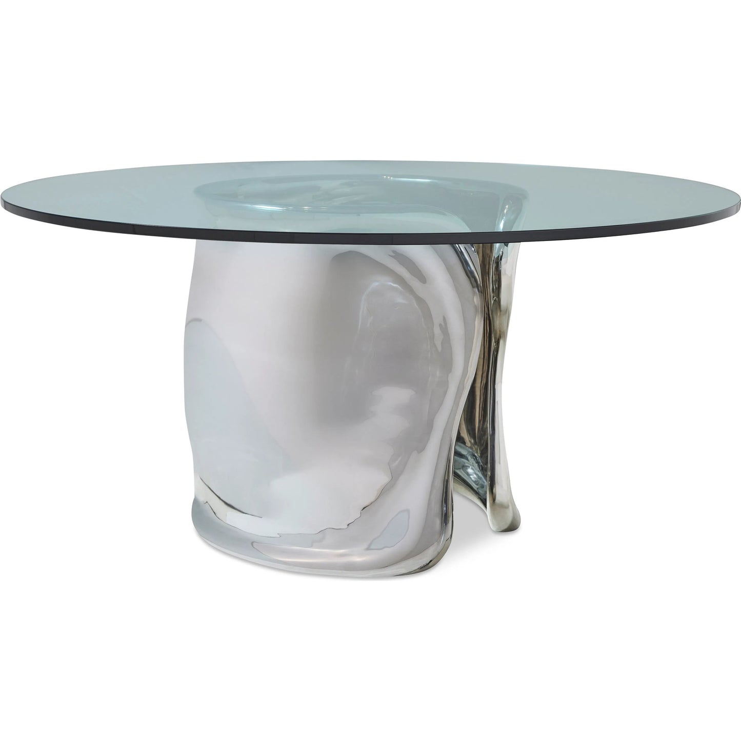004 SI-2453337 | Additional Silo | Agnes Dining Table by Bernhardt in polished stainless steel. Made from stainless steel, glass in a modern style.