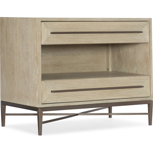 Cascade Two Drawer Nightstand by Hooker Furniture in light wood. Made from oak veneers in a modern style.