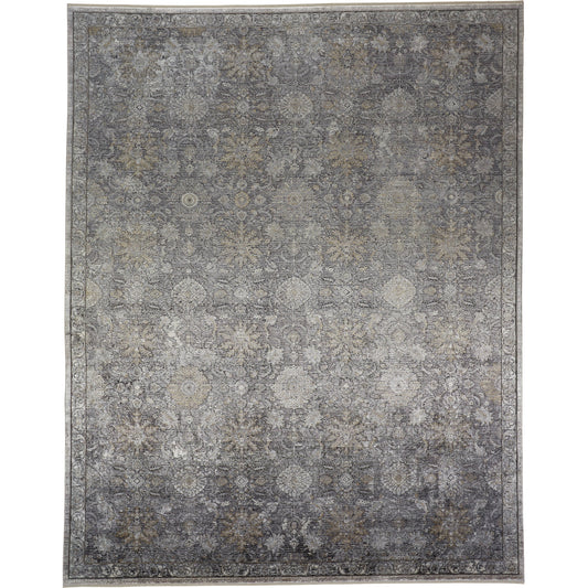 Sarrant Transitional Damask Rug - 3965F by Feizy in gray, silver, tan. Made from viscose, polyester in a unique style.