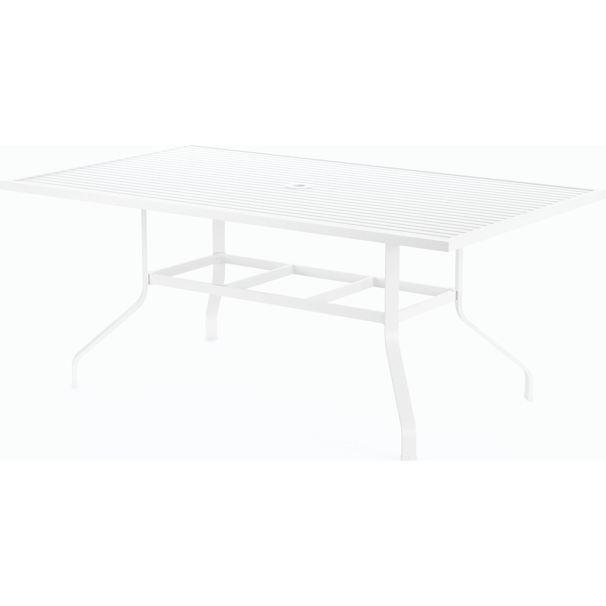 Bristol Outdoor 72" Rectangular Dining Table by Sunset West in white. Made from aluminum in a modern style.