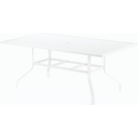 Bristol Outdoor 72" Rectangular Dining Table by Sunset West in white. Made from aluminum in a modern style.
