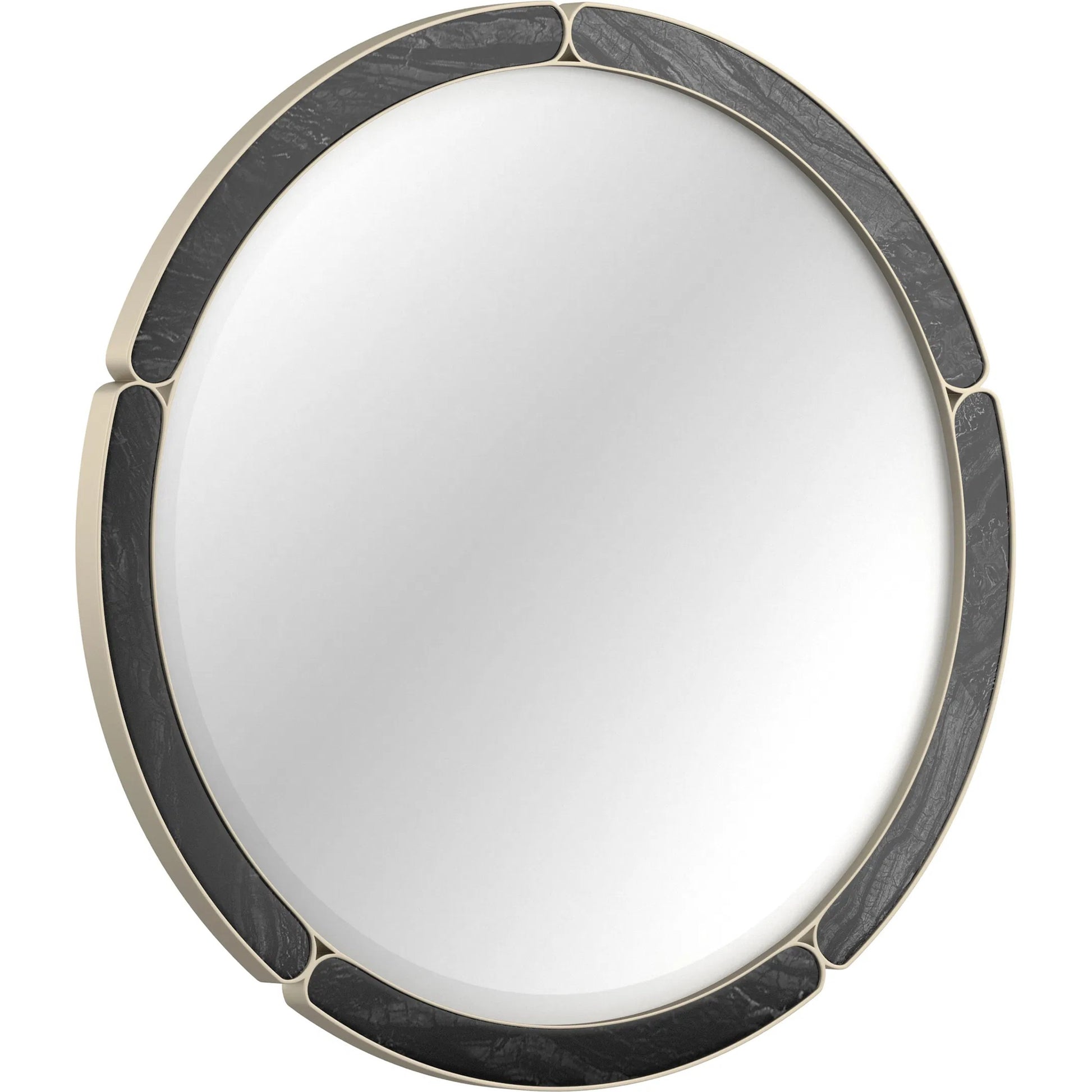 Cabochon Mirror by Caracole in whisper of gold. Made from metal, mirror, stone in a unique style.