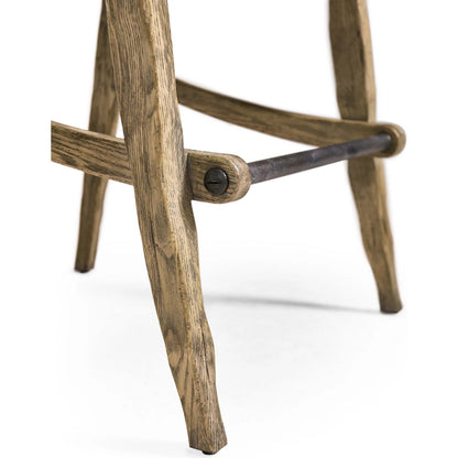 Echo Canyon Leather & Hide Bar Stool by Jonathan Charles in faded oak. Made from oak in a traditional style.