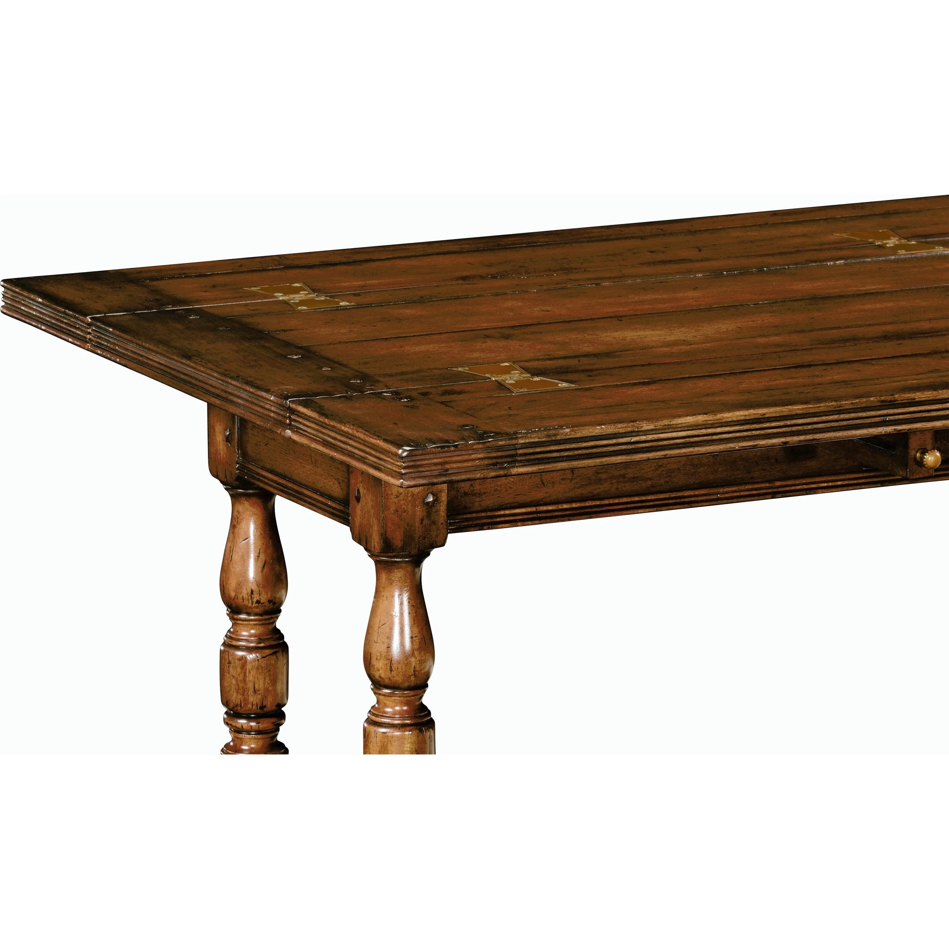 Casual Accents Small Walnut Hunt Table by Jonathan Charles in brown and medium walnut country distressed. Made from acacia in a traditional style.
