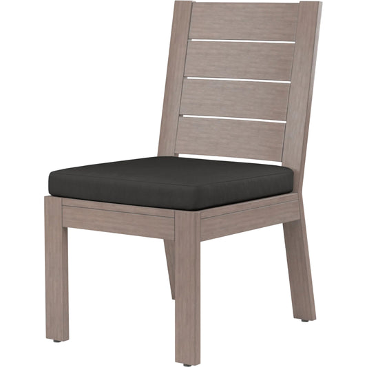 Laguna Outdoor Armless Dining Chair by Sunset West in browns. Made from aluminum in a modern style.