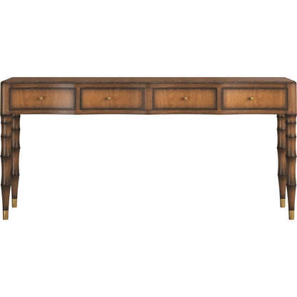 Harbor Sofa Table by A.R.T. Furniture in deep woods. Made from rubber wood solid, prima vera quarter cut, light figure veneer in a traditional style.