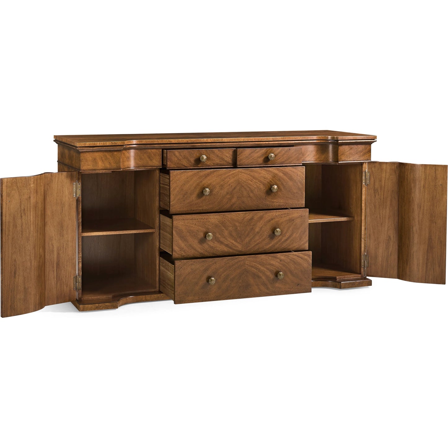 002 SI-2462598 | Additional Silo | Hattie Sideboard by Jonathan Charles in medium crotch walnut. Made from celejeria veneer in a traditional style.