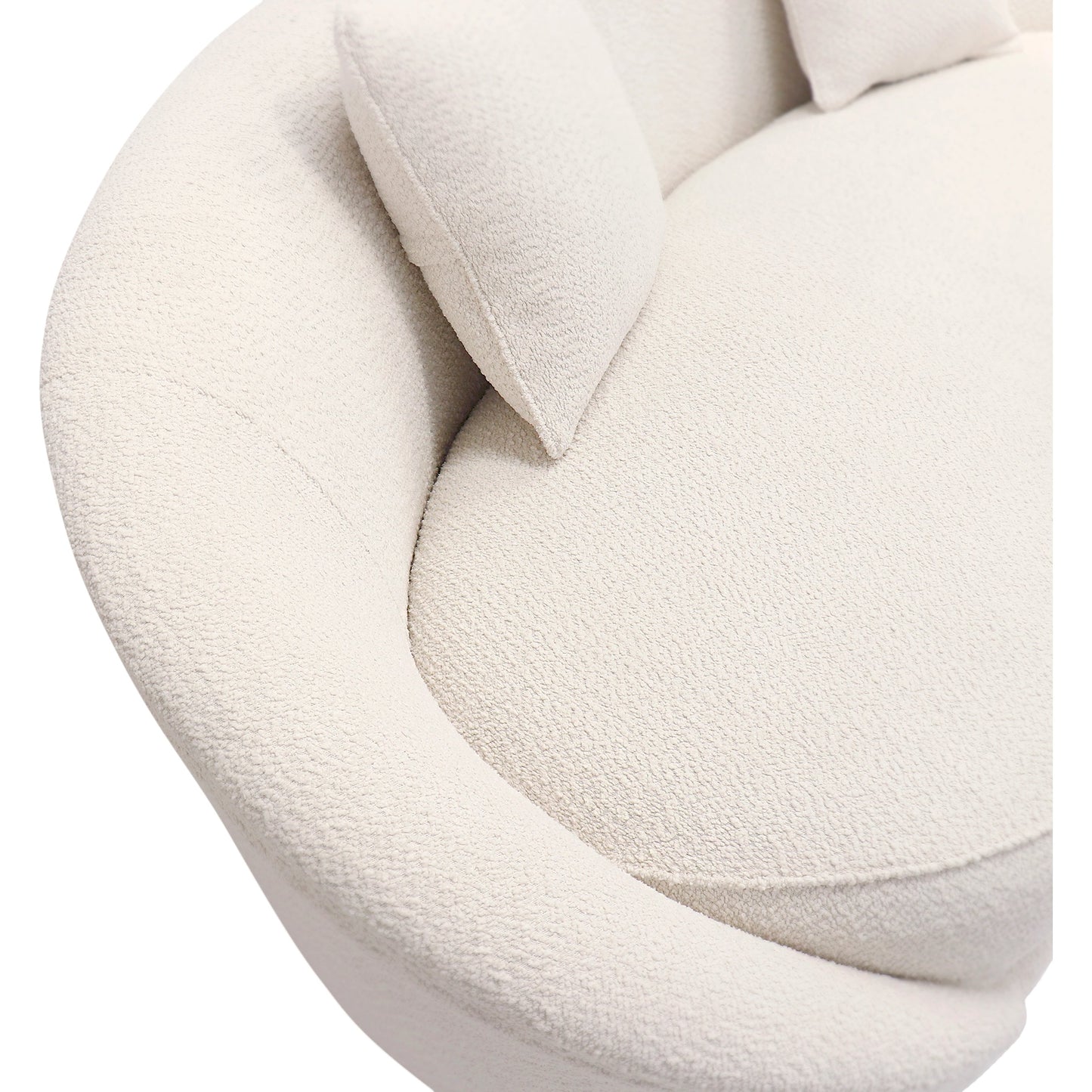005 SI-2030374 | Closeup | Vicenza Curved Sofa by Pasargad Home in ivory. Made from polyester fabric in a modern style.