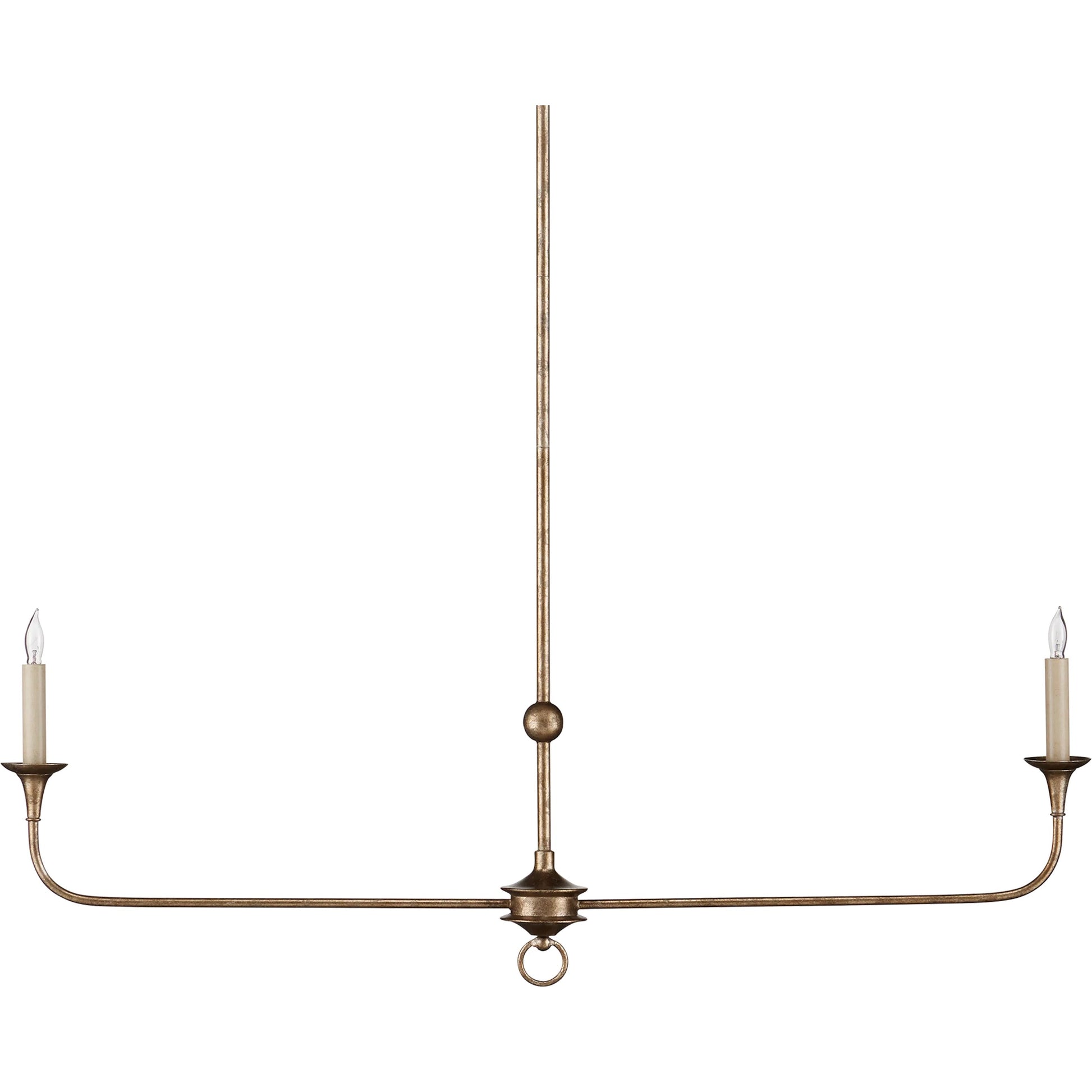 Nottaway Linear Chandelier by Currey and Company. Made from wrought iron in a traditional style.