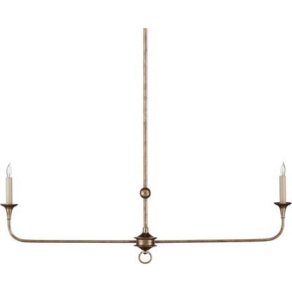 Nottaway Linear Chandelier by Currey and Company. Made from wrought iron in a traditional style.