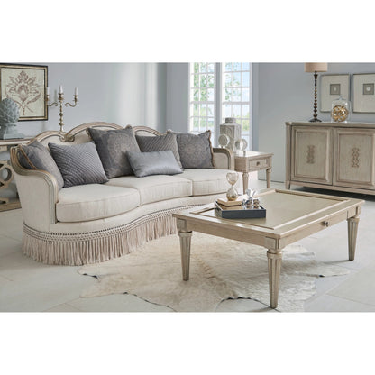Morrissey Kirke End Table by A.R.T. Furniture in silver and bezel. Made from parawood solids, primavera veneers, metal in a transitional style.