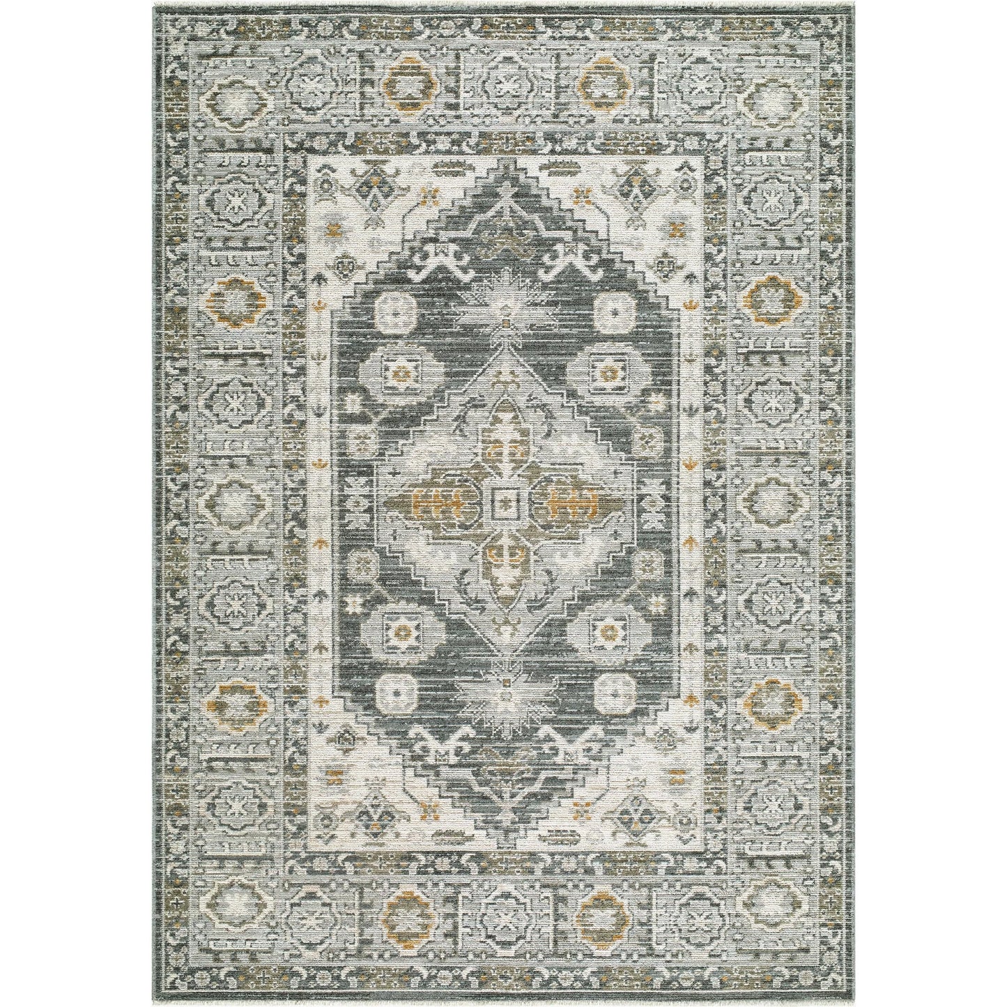 001 SI-2529928,SI-2529929 | Primary Silo | Jane JAA-2300 Rug by Livabliss in charcoal, light gray, off, white, olive, mustard. Made from polyester in a unique style.