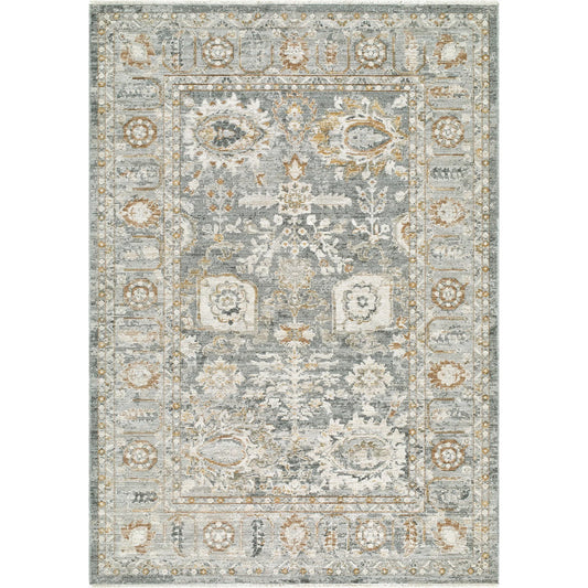 Jane JAA-2303 Rug by Livabliss in light gray, charcoal, off, white, rust, beige, mustard. Made from polyester in a unique style.