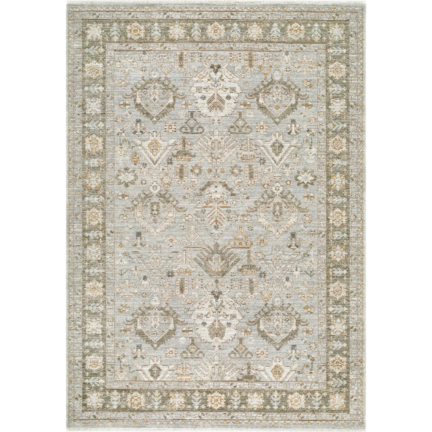 001 SI-2529986,SI-2529987 | Primary Silo | Jane JAA-2304 Rug by Livabliss in light gray, olive, off, white, beige, mustard, brown. Made from polyester in a unique style.