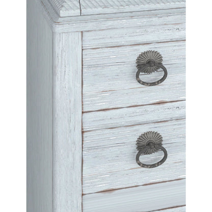 Summer Creek 8 Drawer Chest by A.R.T. Furniture in shutter blue. Made from flakey cathedral oak veneer, parawood solids in a cottage & farmhouse style.