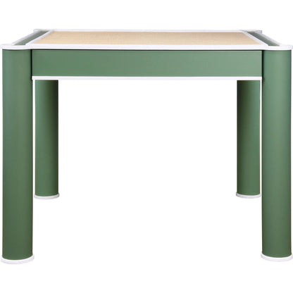 Jackie Square Two Drawer Round Leg Game Table by Worlds Away in green. Made from solid wood, mdf, rattan in a eclectic & global style.