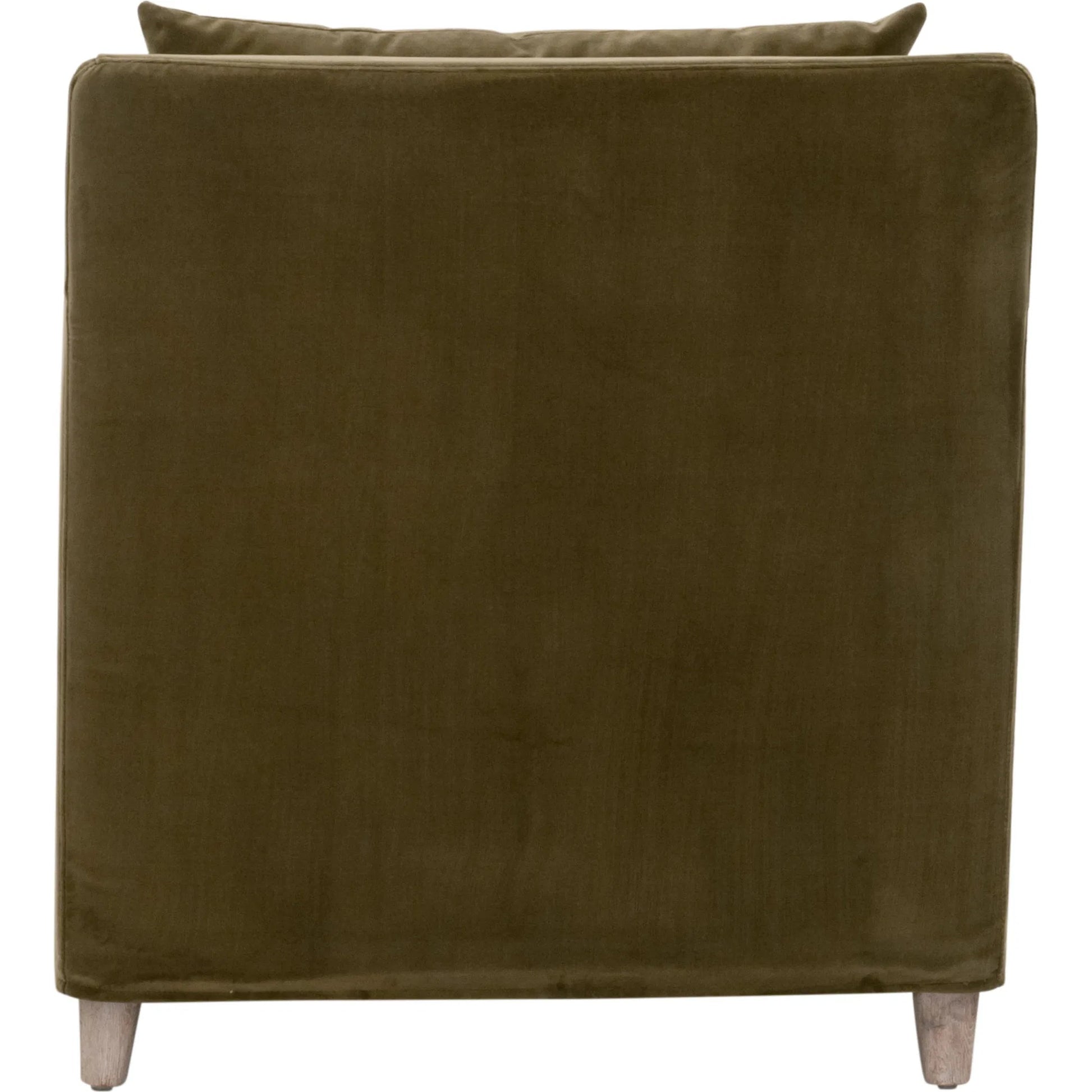 Jade Slipcover Club Chair by Essentials For Living in olive velvet, natural gray oak. Made from unique in a traditional style.