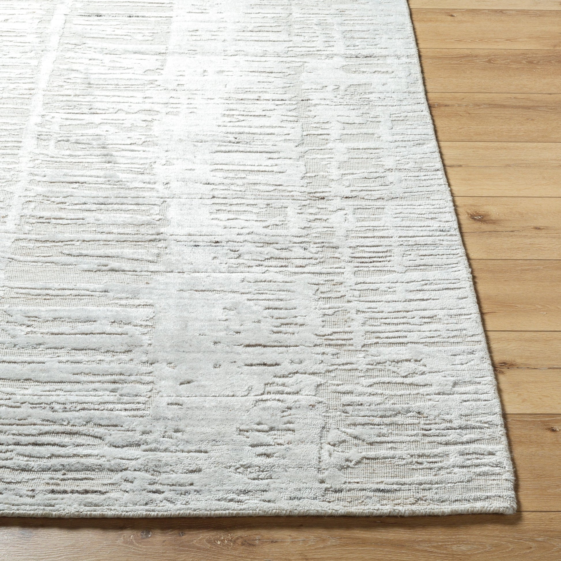 Jackie JAK-2306 Rug by Surya in ivory, sandstone, light taupe, charcoal. Made from face: 70% viscose, 30% wool, warp: 100% cotton in a unique style.