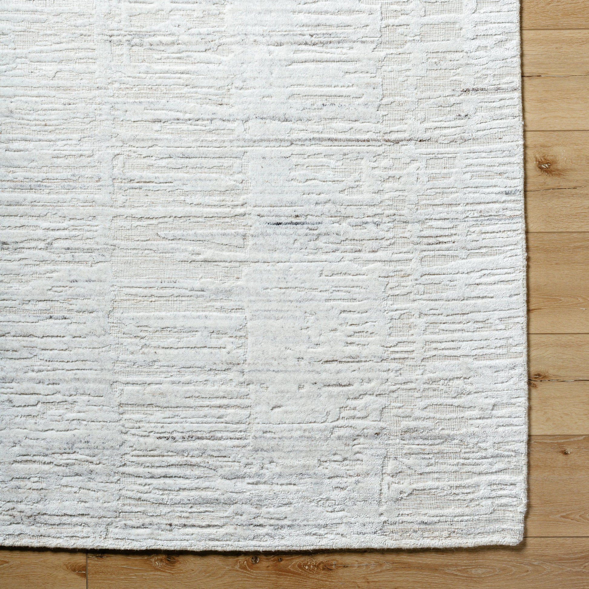 Jackie JAK-2306 Rug by Surya in ivory, sandstone, light taupe, charcoal. Made from face: 70% viscose, 30% wool, warp: 100% cotton in a unique style.