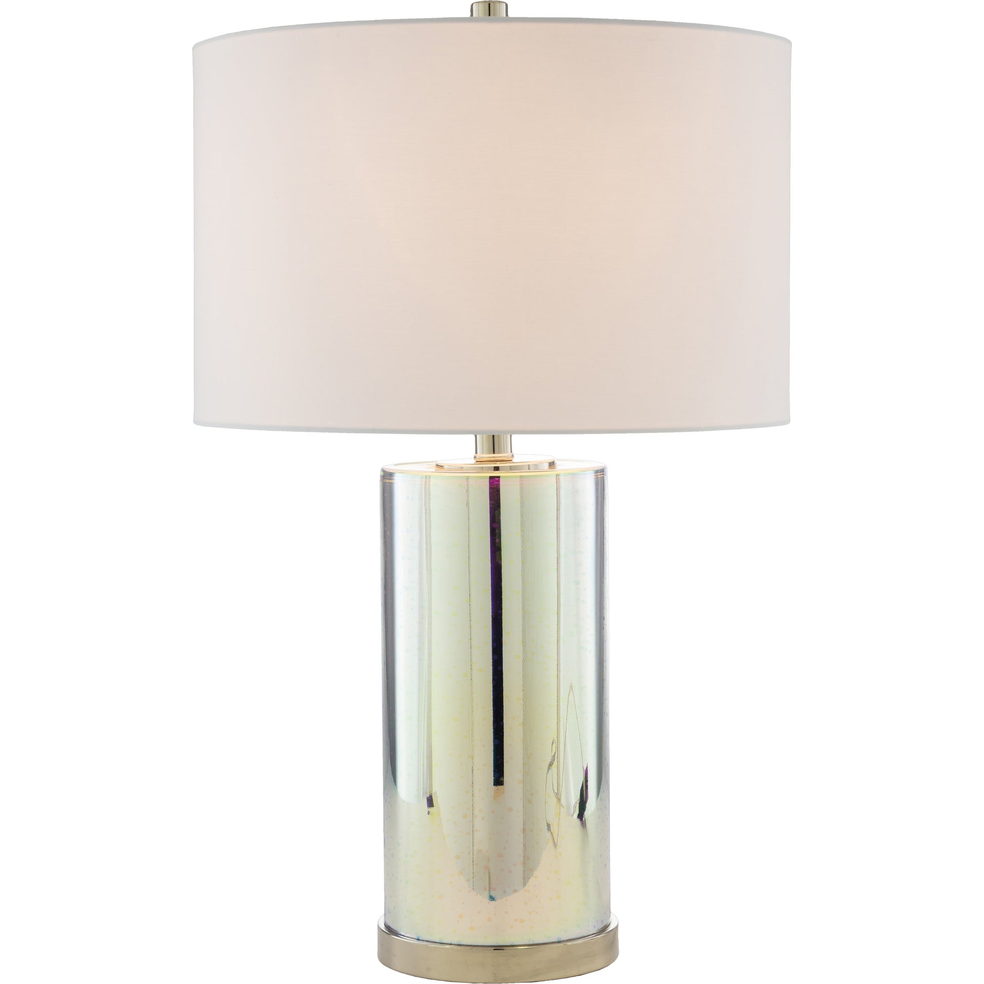 Janelle Lamp - 23741 by Surya in white, translucent, metallic silver, metallic nickel and white. Made from polyester, glass, metal in a transitional style.