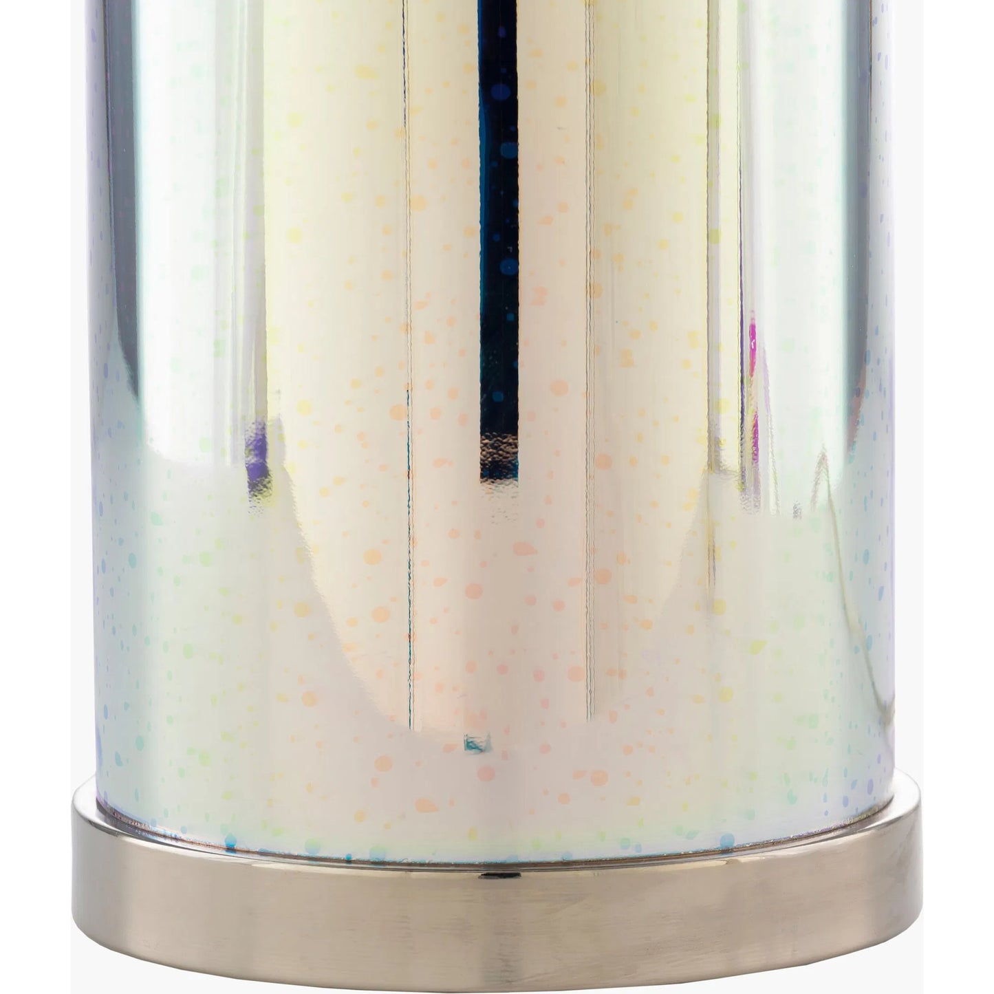 002 SR-755273 | Closeup | Janelle Lamp - 23741 by Surya in white, translucent, metallic silver, metallic nickel and white. Made from polyester, glass, metal in a transitional style.