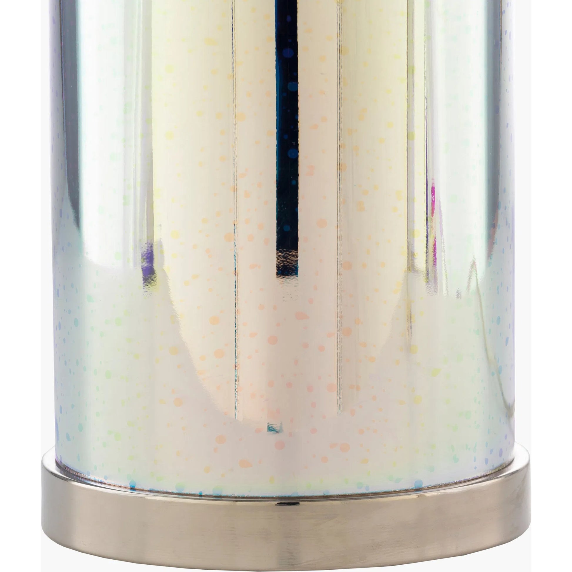 Janelle Lamp - 23741 by Surya in white, translucent, metallic silver, metallic nickel and white. Made from polyester, glass, metal in a transitional style.