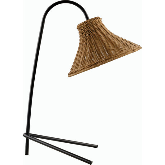 Jarod Accent Lamp - 535549 by Livabliss in body: black, shade: tan, cord: translucent and matte. Made from iron, rattan in a cottage & farmhouse style.
