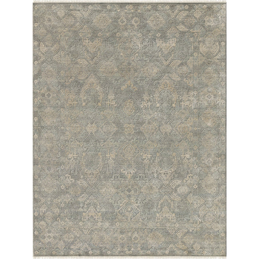 JAR-1000 Rug by Surya in dusty sage, sage, charcoal, brown. Made from 60% wool, 40% silk in a unique style.